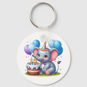 Porte-clés Éléphant mignon 15e anniversaire