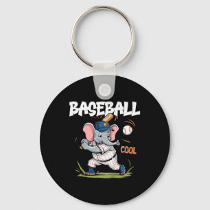 Porte-clés Éléphant mignon pour enfants jouant au baseball po