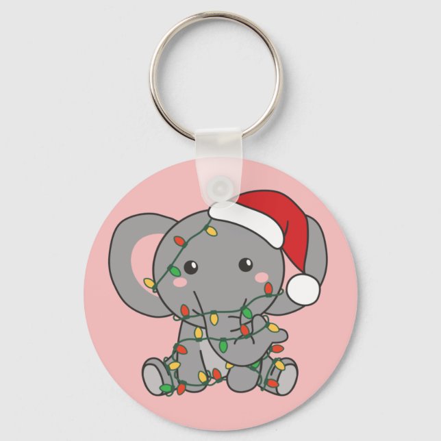Porte-clés Eléphant Noël Animaux d'hiver Eléphants Keycha (Recto)