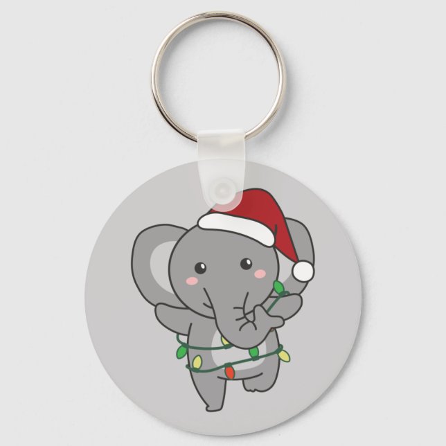 Porte-clés Eléphant Noël Animaux d'hiver Eléphants Keycha (Recto)