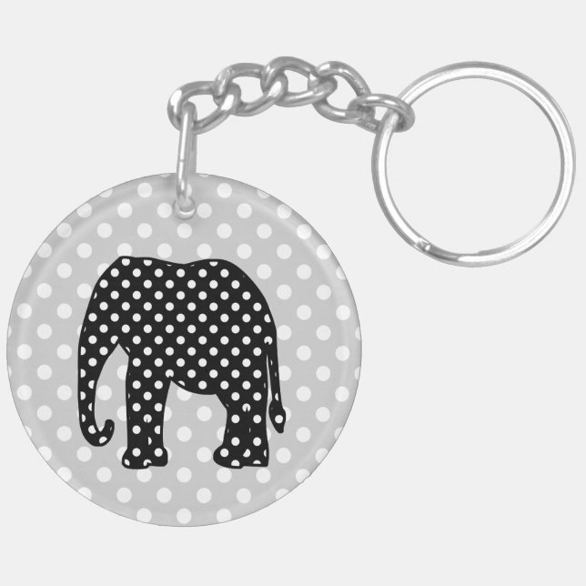 Porte-clés Éléphant noir et blanc de pois (Dos gauche)