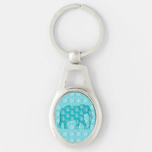 Porte-clés Éléphant Paisley - turquoise et aqua