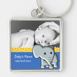Porte-clés Éléphant/photo de bébé