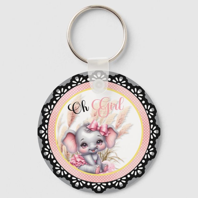 Porte-clés Eléphant rose doux - Sourires d'arachide (Recto)
