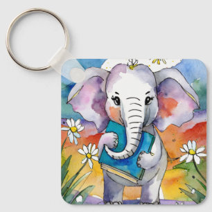 Porte-clés Éléphant sobre avec prière personnalisée du gros l