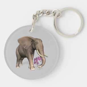 Porte-clés Elephant With Pink Orchid