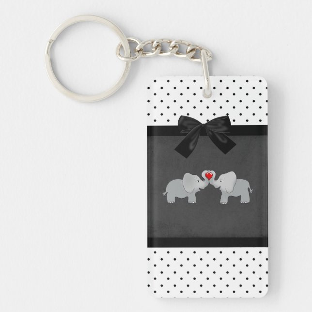 Porte-clés Éléphants Mignons Adorables,Points noirs et blancs (Devant)