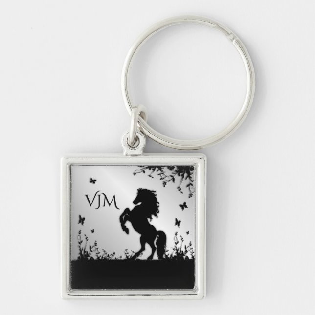 Porte-clés Élevage de l'étalon noir / Cheval sur un monogramm (Devant)