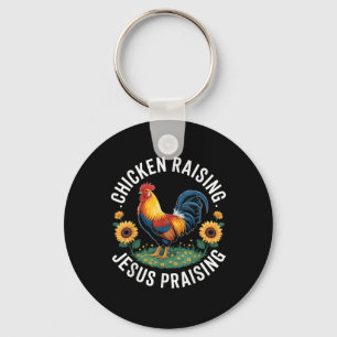 Porte-clés Élevage de poulets & Jésus Louer les femmes Ca