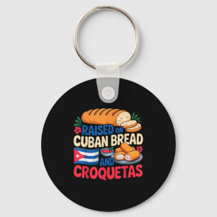 Porte-clés Élevé au pain cubain et croquetas Drapeau de Cuba
