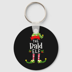 Porte-clés Elfe de Noël chauve pyjama assorti fête de X-mas