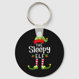 Porte-clés Elfe de Noël endormi Pyjama assorti Fête de X-mas 