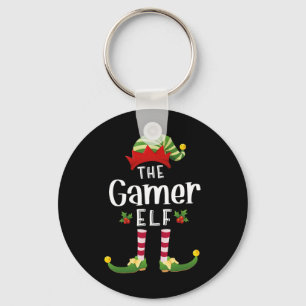 Porte-clés Elfe de Noël gamer pyjama assorti fête de Noël 