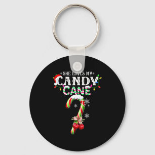 Porte-clés Elle aime ma canne en bonbon Je l'aime à la menthe