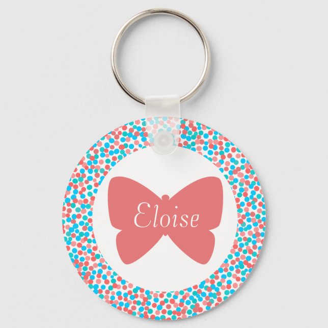 Porte-clés Eloise papillon à points (Recto)