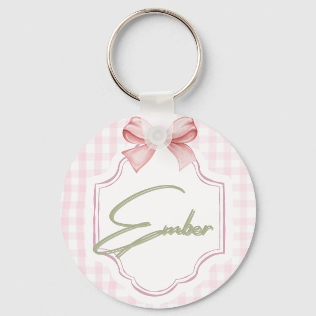 Porte-clés Ember Personnalisé Baby Girl Nursery Bow&En vichy (Recto)