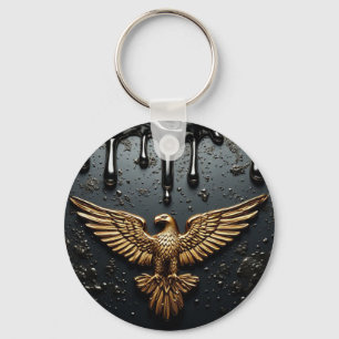 Porte-clés Emblème d'aigle doré aux ailes déployées