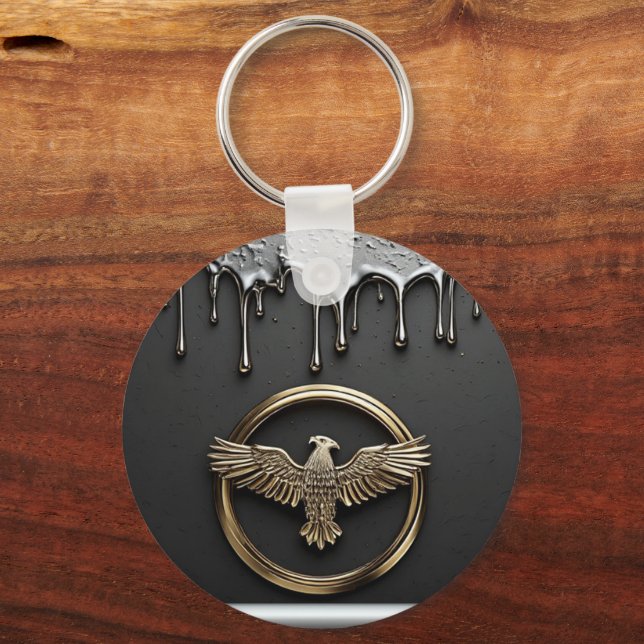 Porte-clés Emblème d'aigle doré aux ailes déployées (Recto)