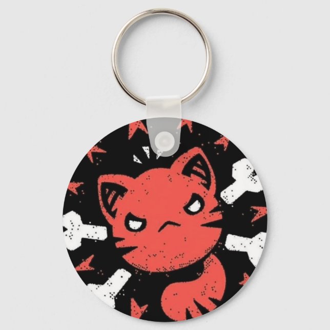 Porte-clés Emblème de chat en colère (Recto)