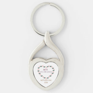 Porte-clés Emblème de cœur de paonée pour Maman