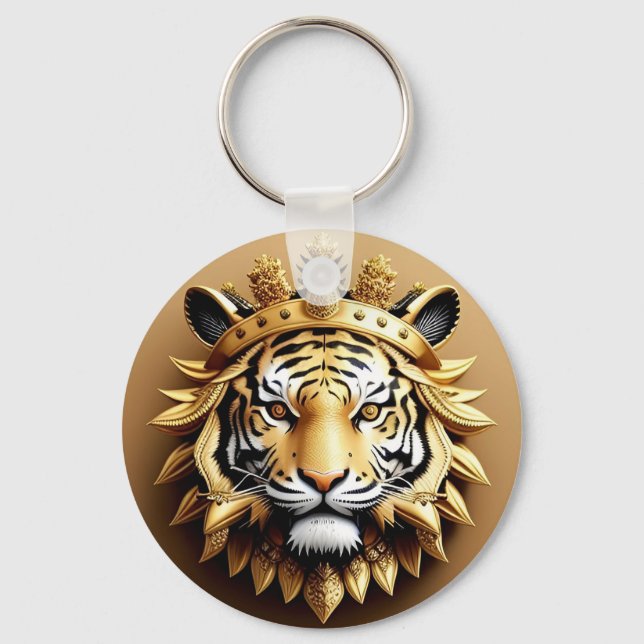 Porte-clés Emblème de crête de tigre doré (Recto)