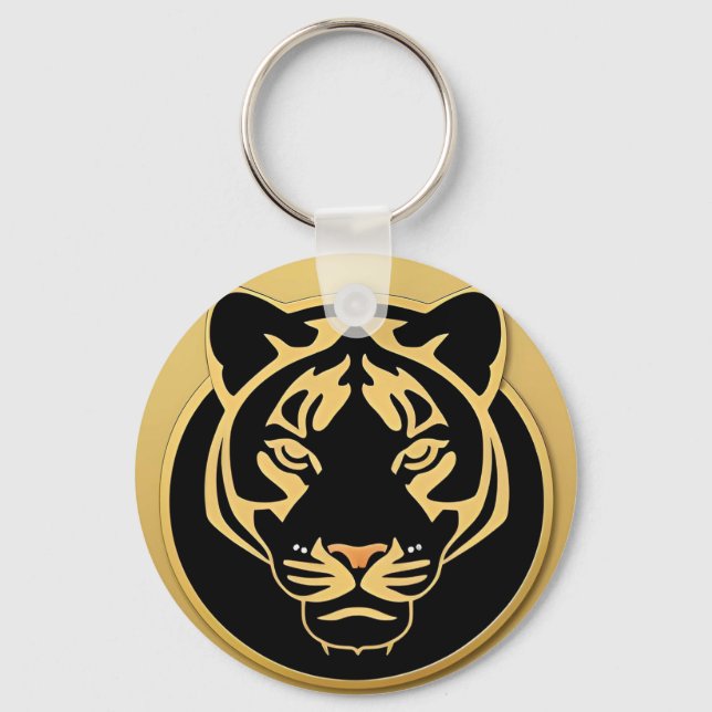 Porte-clés Emblème de crête de tigre doré (Recto)
