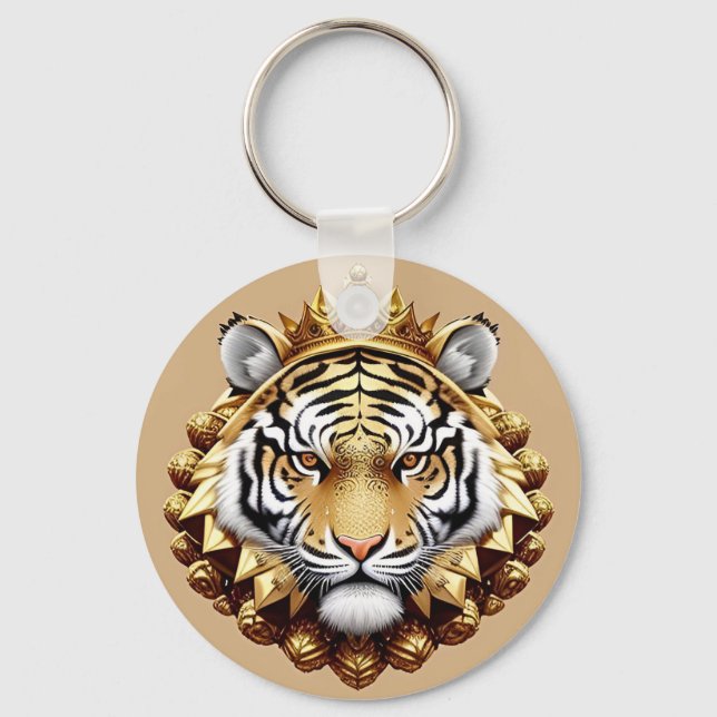 Porte-clés Emblème de crête de tigre doré (Recto)