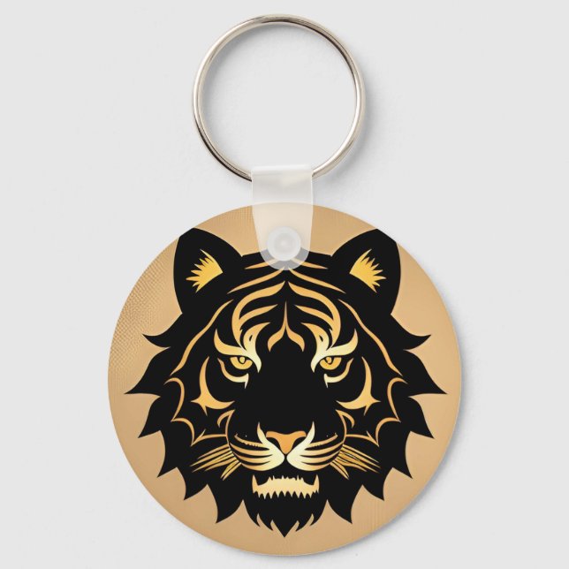 Porte-clés Emblème de crête de tigre doré (Recto)