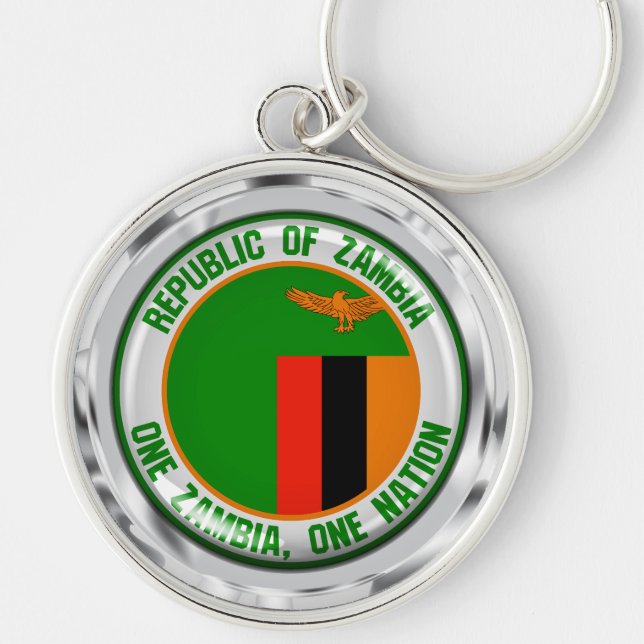 Porte-clés Emblème de la Zambie ronde (Devant)