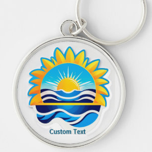 Porte-clés Emblème du lever de soleil sur les vagues de l'océ
