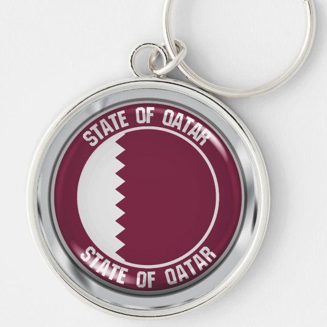 Porte-clés Emblème du Qatar Round (Devant)
