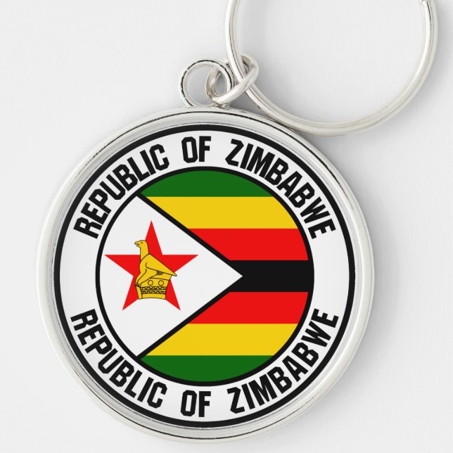 Porte-clés Emblème du Zimbabwe Round (Devant)