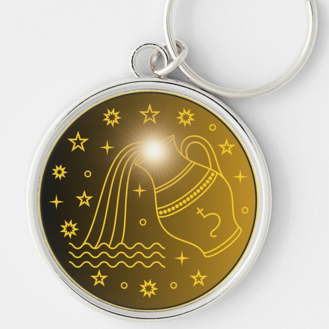 Porte-clés Emblème du Zodiaque Verseau | Symbole Céleste Mini (Devant)
