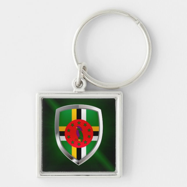 Porte-clés Emblème métallique de la Dominique (Devant)