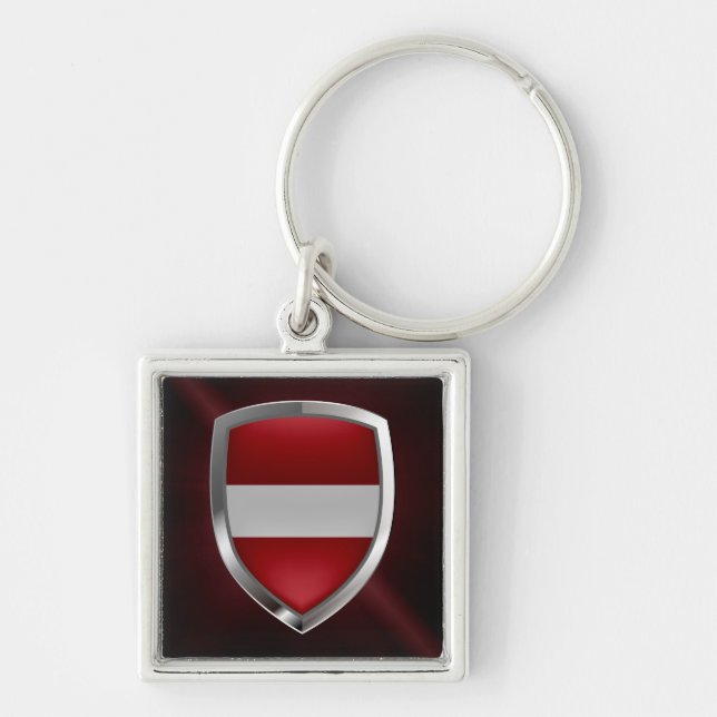Porte-clés Emblème métallique de Lettonie (Devant)