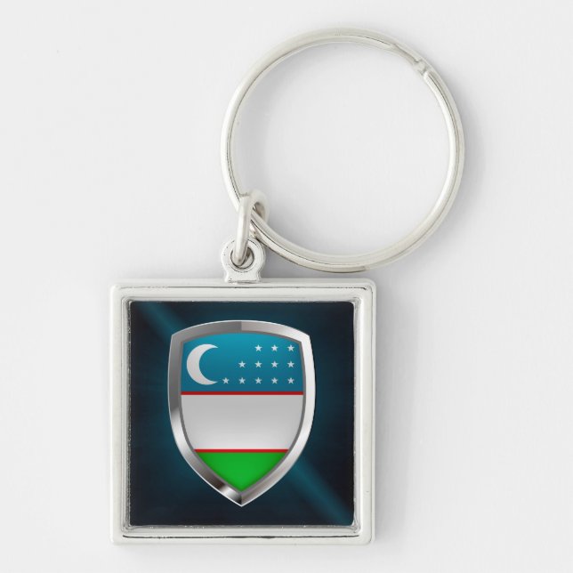 Porte-clés Emblème métallique de l'Ouzbékistan (Devant)