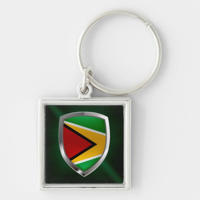 Porte-clés Emblème métallique du Guyana (Devant)