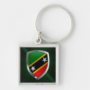Porte-clés Emblème métallique Saint-Kitts-et-Nevis