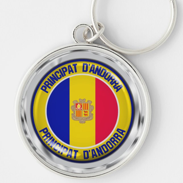 Porte-clés Emblème rond Andorre (Devant)