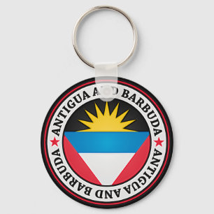 Porte-clés Emblème rond d'Antigua-et-Barbuda