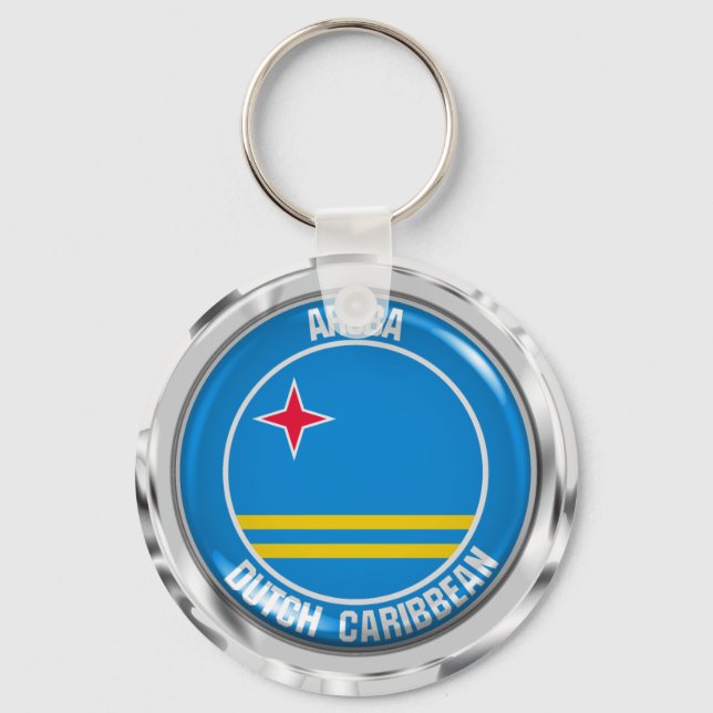 Porte-clés Emblème rond d'Aruba (Recto)