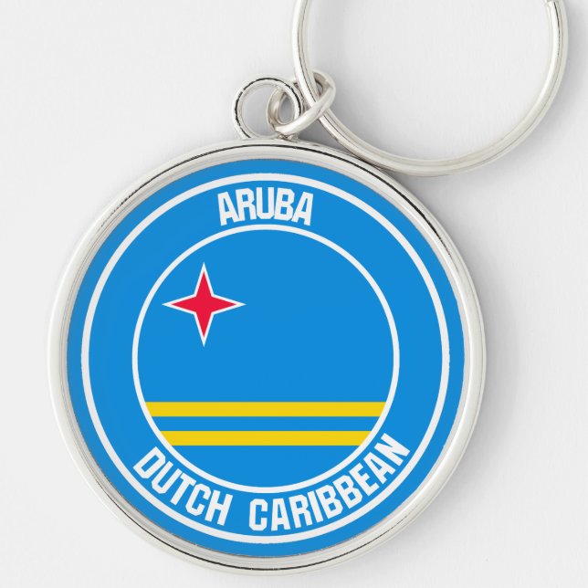 Porte-clés Emblème rond d'Aruba (Devant)