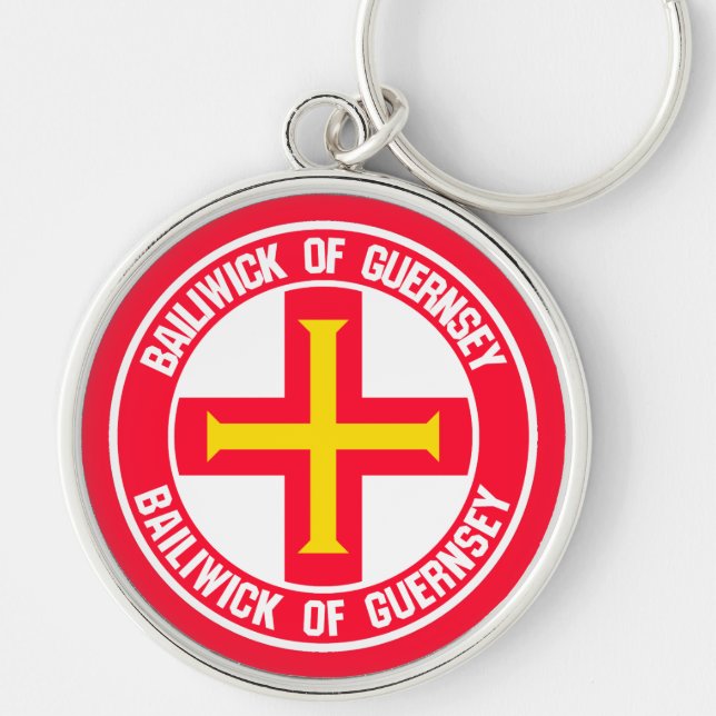 Porte-clés Emblème rond de Guernesey (Devant)