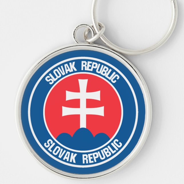 Porte-clés Emblème rond de la Slovaquie (Devant)