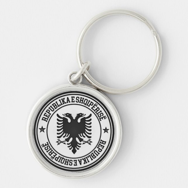 Porte-clés Emblème rond de l'Albanie (Devant)