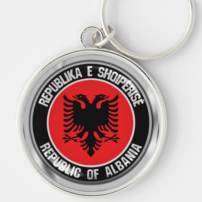 Porte-clés Emblème rond de l'Albanie (Devant)