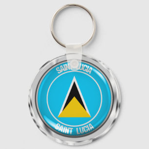 Porte-clés Emblème rond de Sainte-Lucie