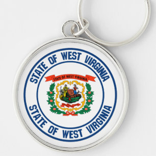 Porte-clés Emblème rond de Virginie-Occidentale