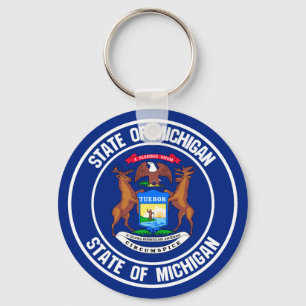 Porte-clés Emblème rond du Michigan