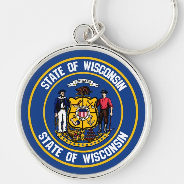 Porte-clés Emblème rond du Wisconsin (Devant)